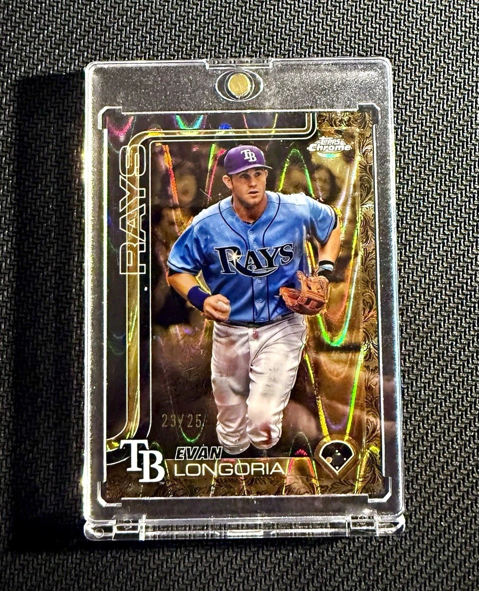 Topps 2025 Chrome Topps Gilded Evan Longoria Black Gold Wave /25 #169 Rays