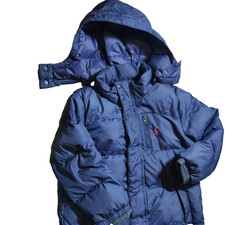 Polo Ralph Lauren Kids Long Hooded Snow Puffer Jacket Navy Blue Size 10-12Y