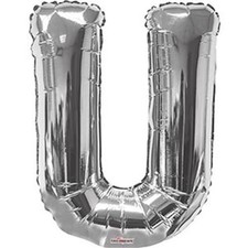 Letter U Air-Filled Decoration-Silver Metallic Foil Balloon/No Helium Needed 12z