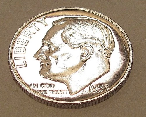 1953 Choice Proof  "EYE CANDY" Dime 90% Silver Blazing Luster   #306 ~ 5