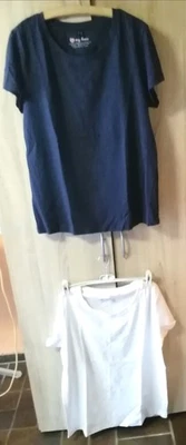 2 Damen T-shirt, Baumwolle, weiß und dunkelblau Gr. 40/42 von Bonprix - Bild 1 von 4