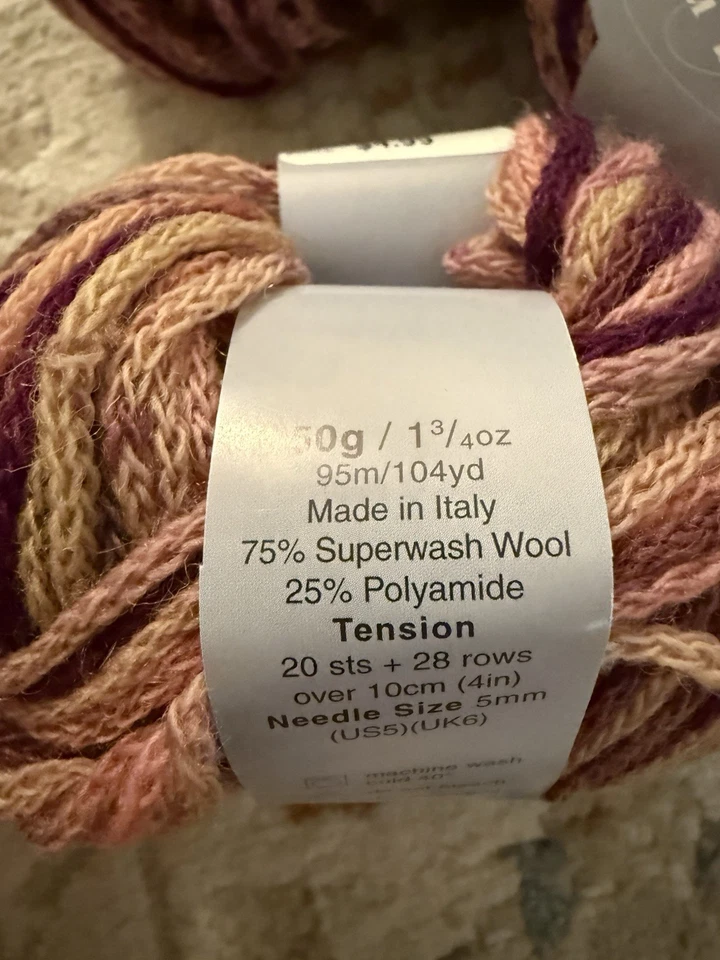 5 madejas Ella Rae Twoomba Superwash cadena de hilo de lana merino Foto 4 de 4