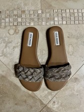 Steve Madden Pharya Rhinestone Braded Slides C 