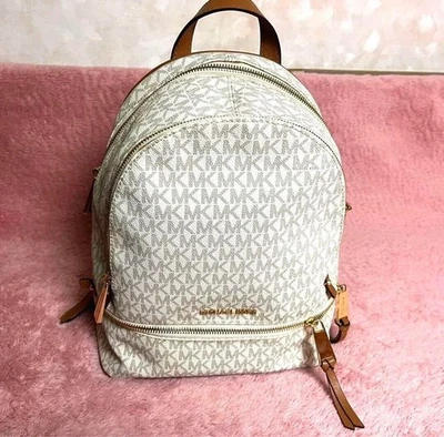 Sac à dos Michael Kors Mini Sac à dos blanc avec logo MK - Photo 1/4