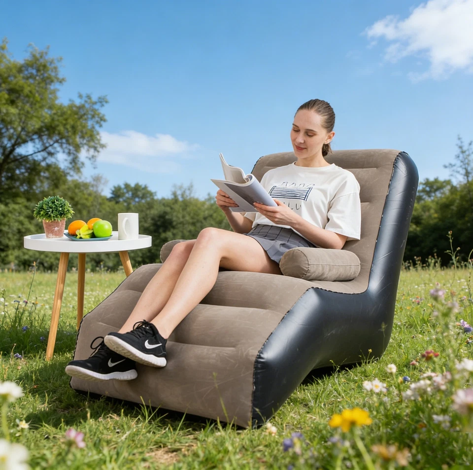 Inflatable Chair Sofa Blow up Seat Outdoor Camping Gaming Lounger with Armrest - Image 4 of 4