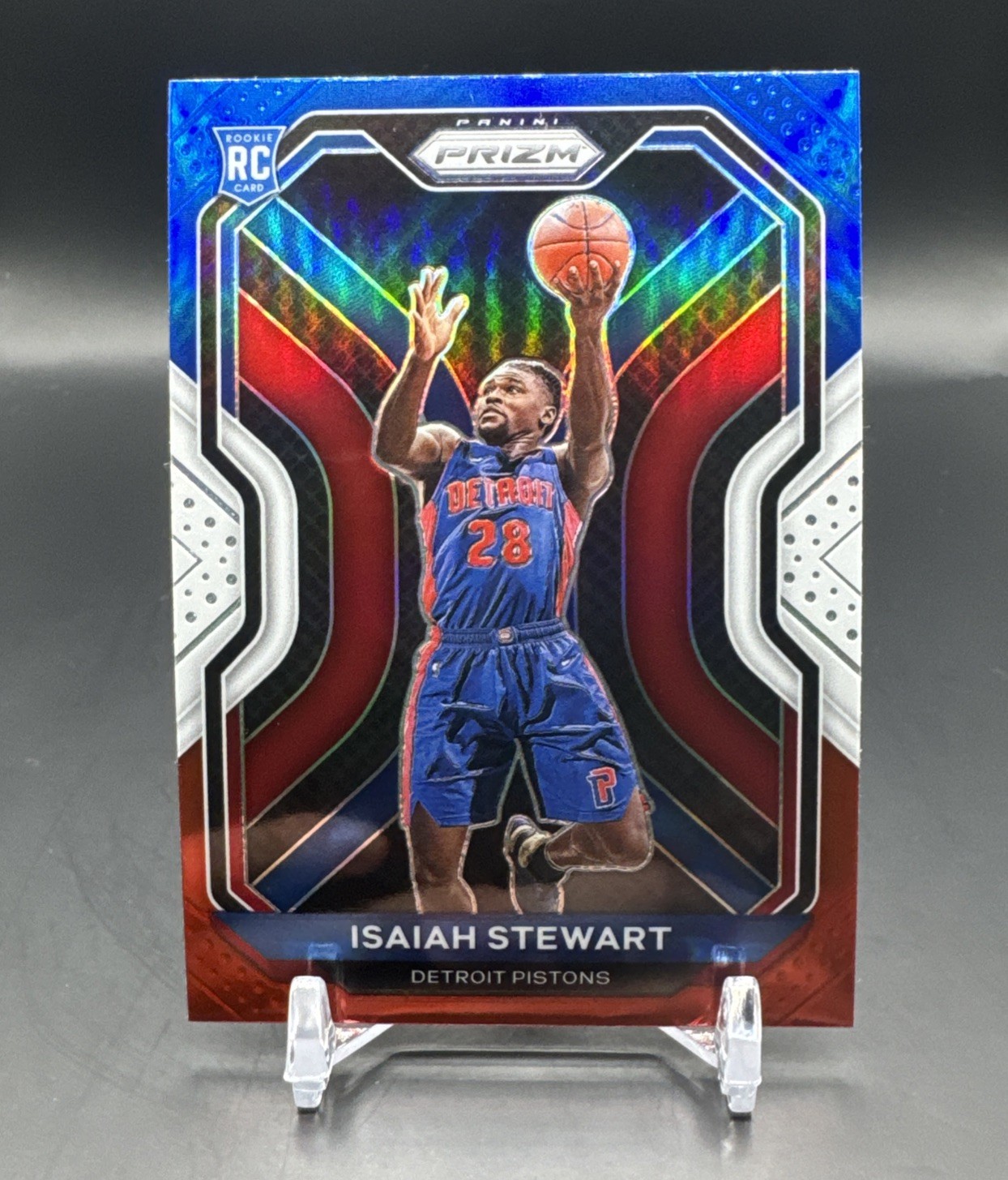 2020-21 Panini Prizm - Isaiah Stewart #254 Red White & Blue Prizm RC Pistons