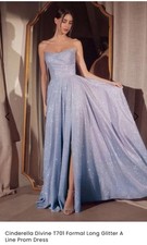 Strapless Blue Sparkle Prom Dress