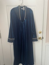 Vintage ADONNA womens Blue Velour Bathrobe 3/4 zipper Sz Med