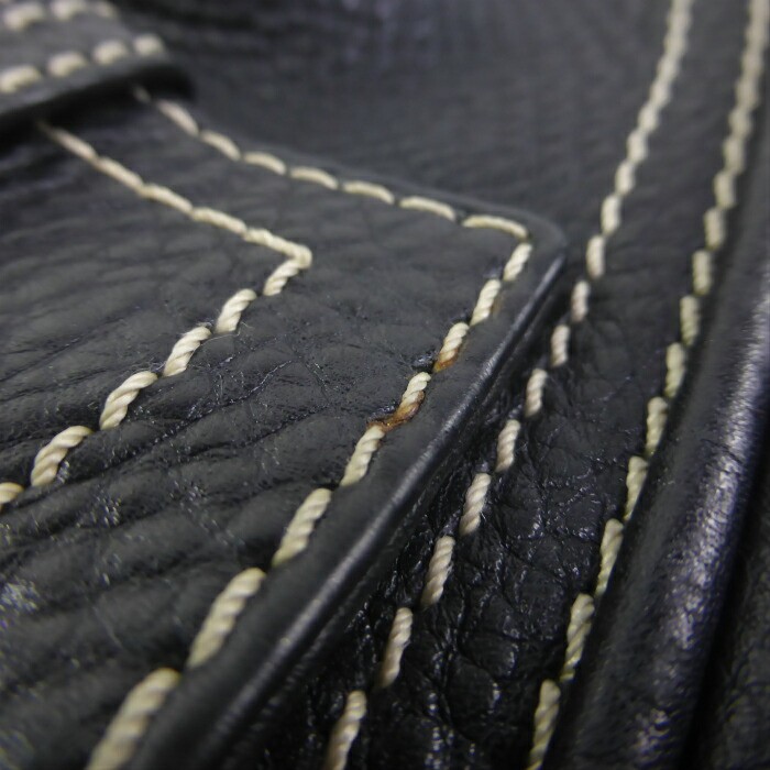 CELINE Leather Handbag Ce00 14 Black Vintage Hobo Bag Shoulder Bag