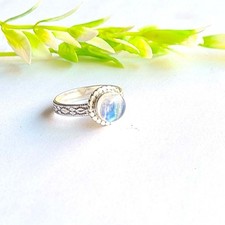 Natural Rainbow Moonstone 925 Sterling Silver Handmade Ring All Size Available