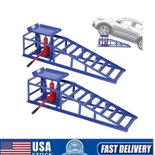 2 Pcs Heavy Duty Auto Car Truck Service Ramps Lifts Hydraulic Lift Frame Home