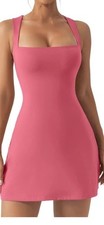 NWT Qinsen Sleeveless Tennis Pink Dress Sz 4 Active Wear Lined