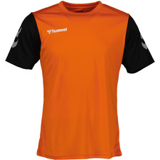 Hummel Match Jersey Men's Short Sleeve Football Shirt Tangerine & Black - S-3XL