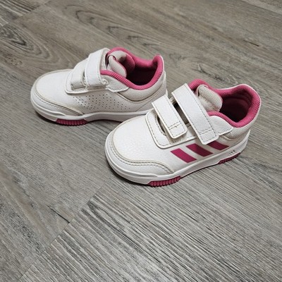 adidas Mädchen Sneaker EU 22 Weiß/Pink Low Top Klettverschluss gepolstert