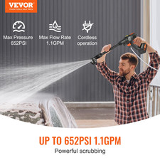 VEVOR Cordless Pressure Washer, 652-PSI 1.1 G...