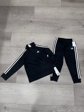 Adidas Toddler 2 Piece Tracksuit Set Black White 3 Stripe Size 4T NWT Boys