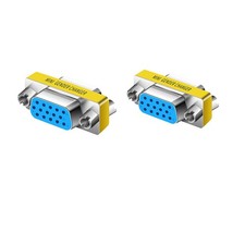 2 PCS VGA Female To Female Adapter HD15 Gender Changer Coupler Monitor