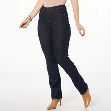 DG2 by Diane Gilman Petite Starlight Denim Straight Leg Jeans Indigo 16W New
