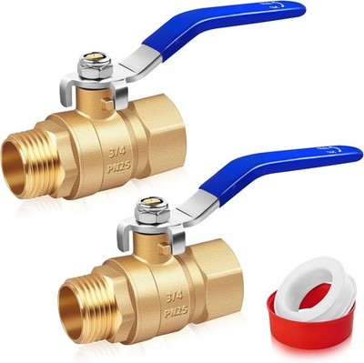 3/4 Inch Full Port Brass Ball Valve, 2 Pack