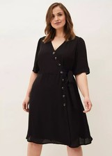 PHASE EIGHT Size 20 Black Henley Tie Dress RRP £89