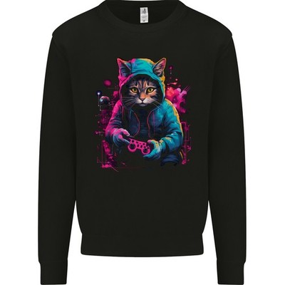 Gaming Katze Cooler Gamer Video Spiele Herren Sweatshirt Pullover