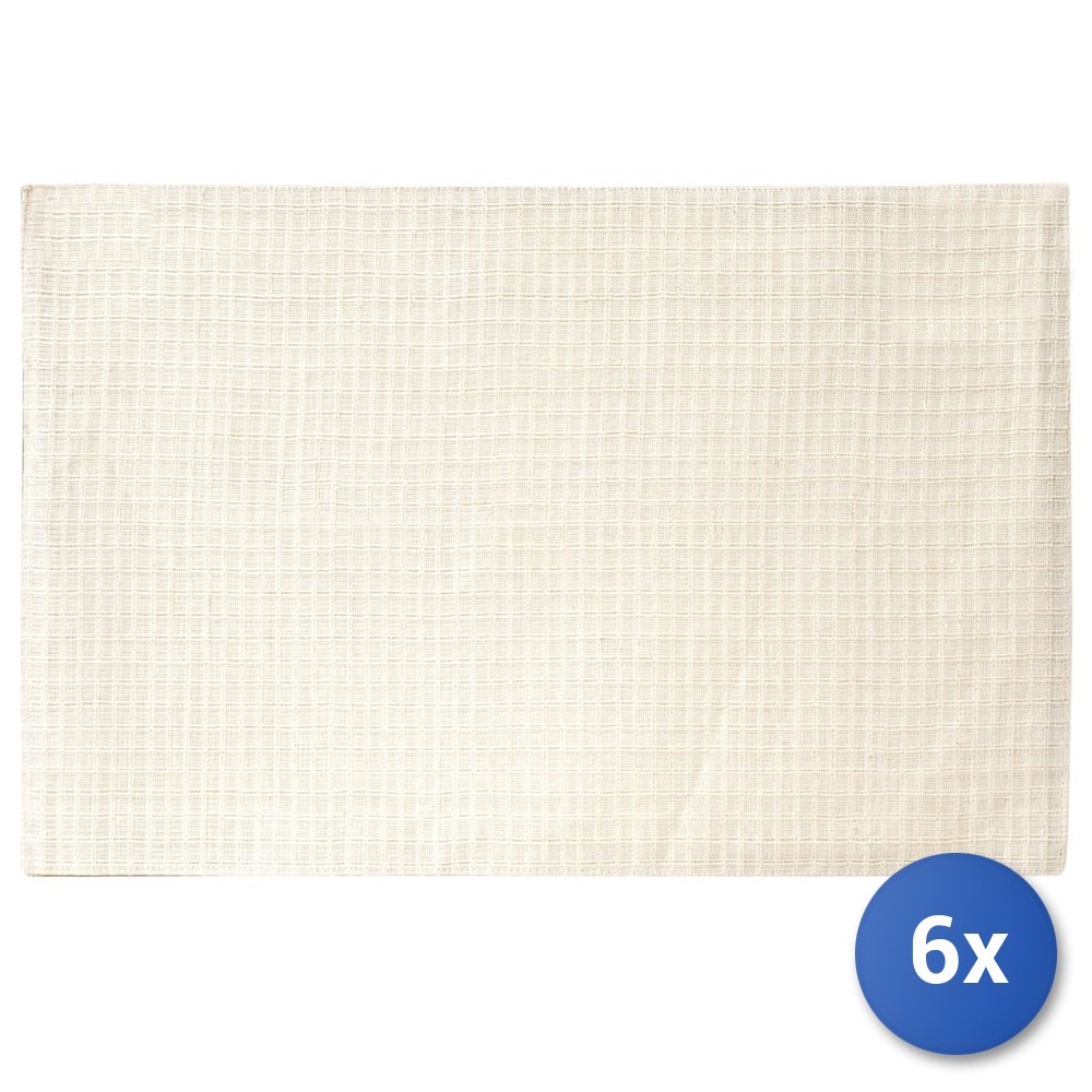 6x American Placemats H&H In Cotton And Ramie White Color 45x30 cm