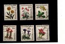 Tschechoslowakei Satz Blumen gestempelt