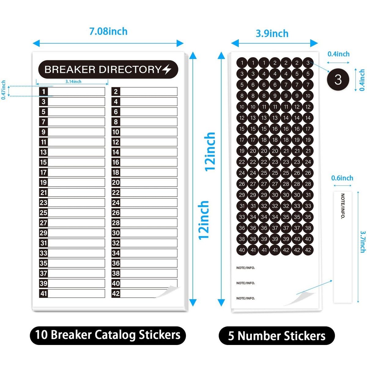 16 Sheets Breaker Panel Labels, Electrical Box Sticker Numbers | eBay