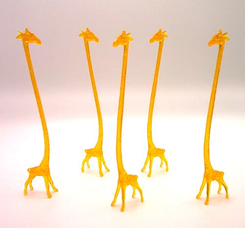 Giraffe Cocktail Swizzle Stir Sticks Orange Set of 5 Barware Accessories Vintage