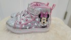 Disney Minnie Mouse High Top Light Up Size 8 Toddler Gray Hearts Lace/Zip