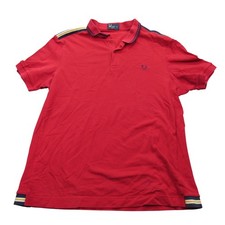 Fred Perry Men's Red Slim Fit Polo Shirt Laurel Wreath Logo Size XXL