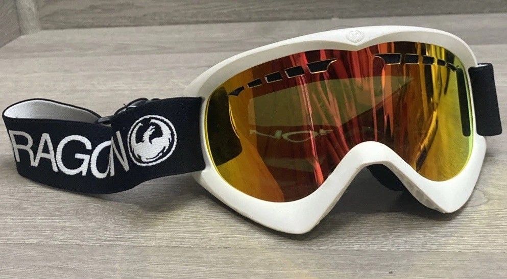 Dragon Ski and Snowboard Goggles White With Red Orange Lens  display picture 3