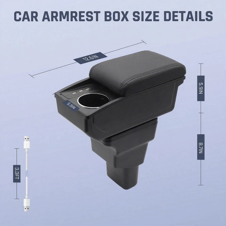 Armrest Box For Hyundai I10 2007-2019 Central Consoles Storage With 6 USB Ports - Изображение 3 из 4