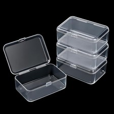 4 Pcs Mini Clear Plastic Storage Containers 3.7x2.5x1 inches Small Box with Hing