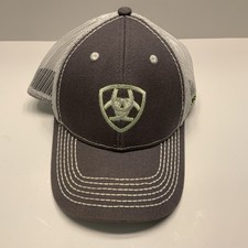 Ariat Hat Cap Snap Back Youth Gray White Mesh Trucker Embroidered Logo Kids