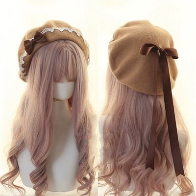 Lolita Beret Women Japan Style Bow Winter Artist Hat Cute Handmade