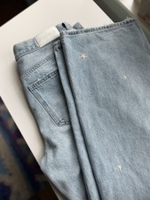 Pistola Women  s Light Wash Blue Denim Jeans, Star Pattern 5-Pocket Button Zip