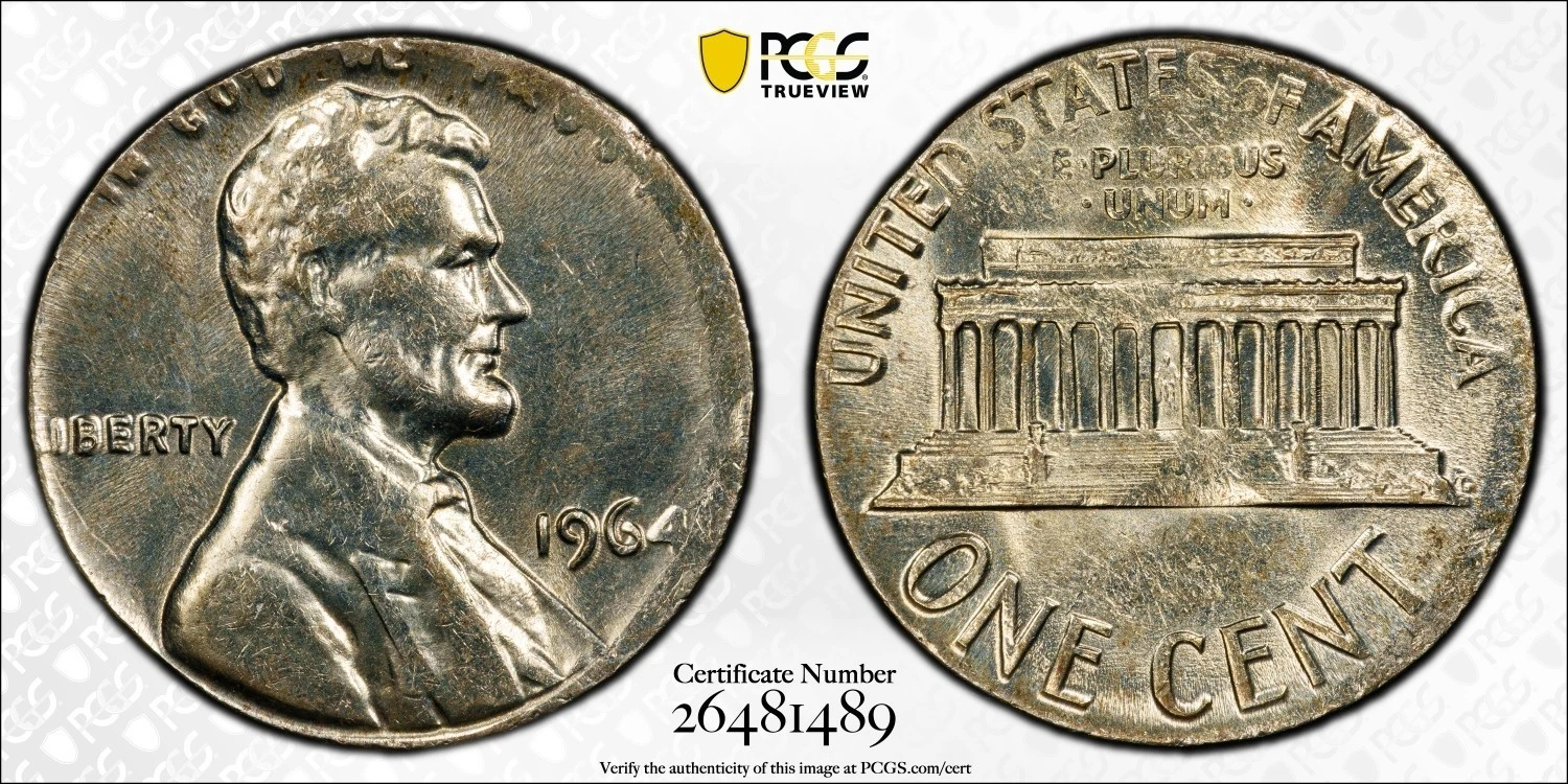 1964 Lincoln Cent on SILVER Dime Planchet , PCGS MS 63