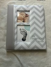 Pearhead Chevron Baby Book with Clean-Touch Ink Pad - Grey