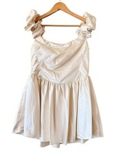 LoveShackFancy Cailey Satin Fit & Flare Mini Dress Ivory Size 8 NEW