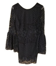 Medium Lace Dress with Long Bell Sleeves Navy Pink Lily New With Tags