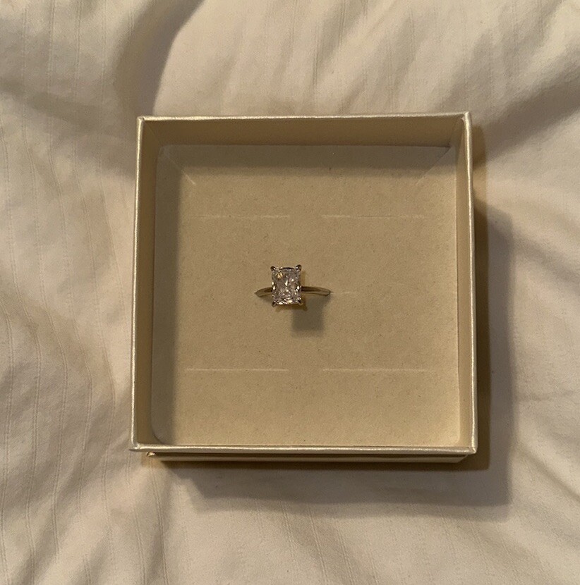 Modern Gents Engagement Ring Size 6 Sterling Silver 3… Gem