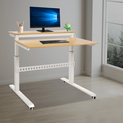 Home Office Height Adjustable Standing Desk Computer Desk w/ Wheels 47''x 28.5''