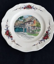 Vintage French Faience Pottery Sarreguemines  Obernai Decorative 10" Plate 