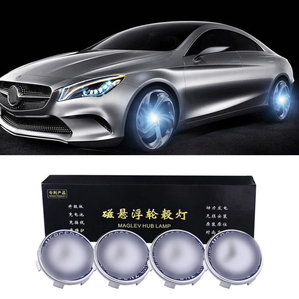 4PCS 75mm Self Powered Floating LED Wheel Hub Light Caps for