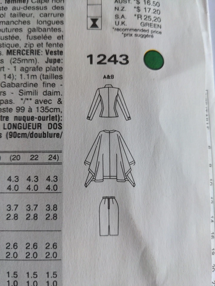 Vogue 1243 pattern 90s vintage The Vogue Woman size 14/16/18  jacket/ skirt/suit - Image 3 of 4