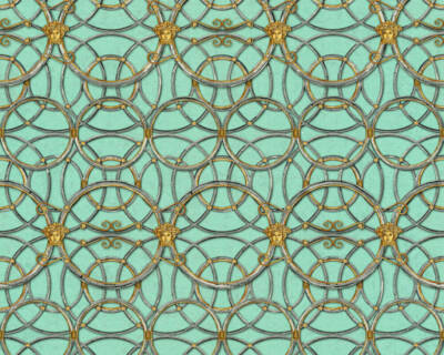 370497 - Versace 4 Baroque Design Gold Green Silver AS Creation Wallpaper
