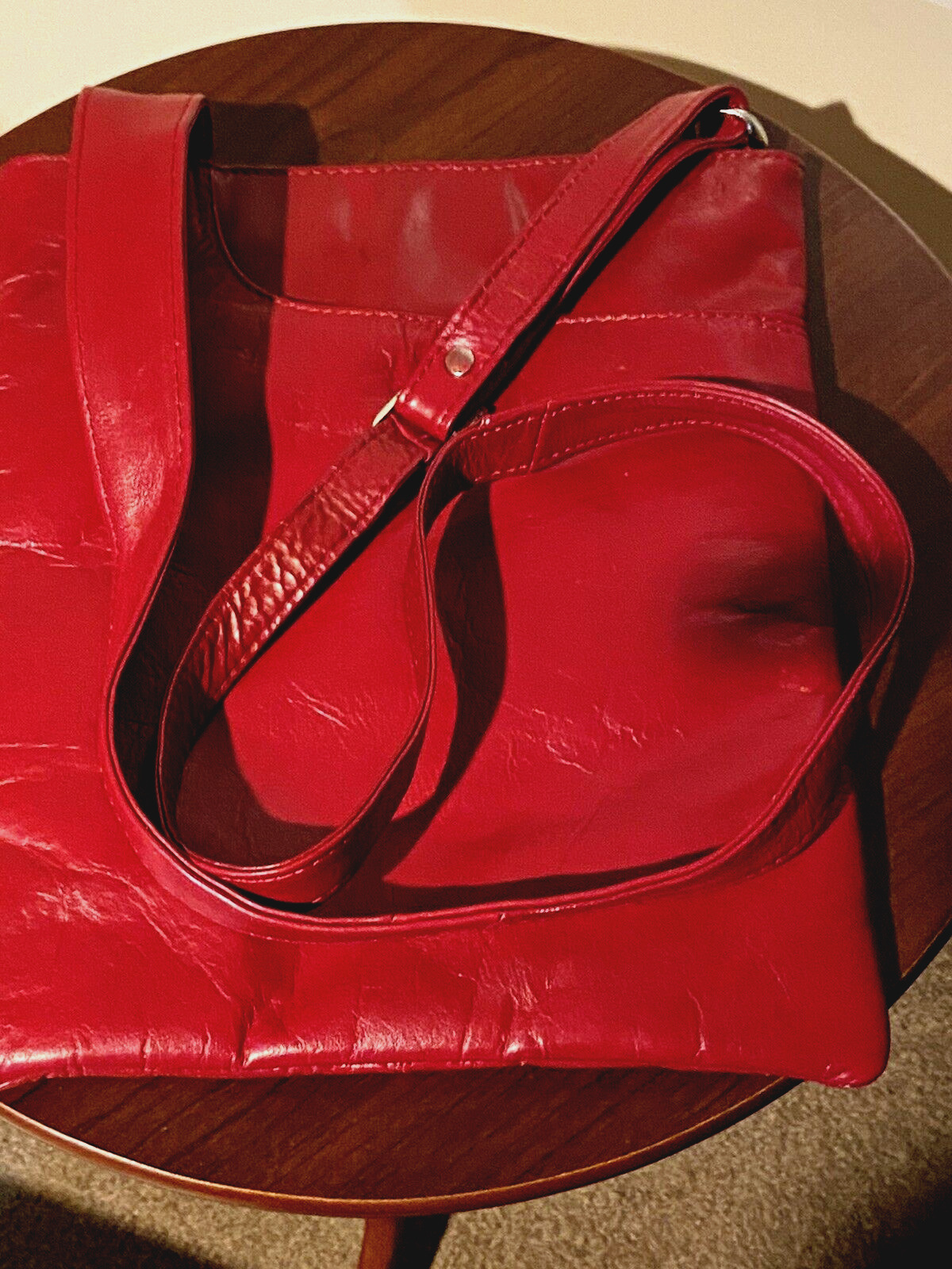 Manzoni Crossbody Cherry Red Leather Bag New without tags