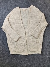 Altar'd State Cardigan Sweater Womens Small Cream Open Front Chunky Pockets Boho