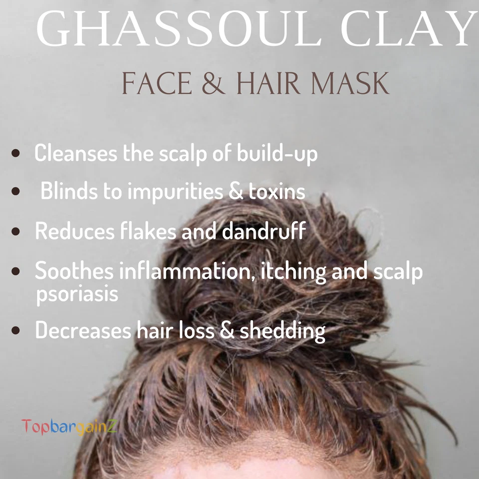 Rhassoul Clay Face Mask Moroccan Natural Ghassoul Organic Hair Skin Cleansing - Image 4 of 4